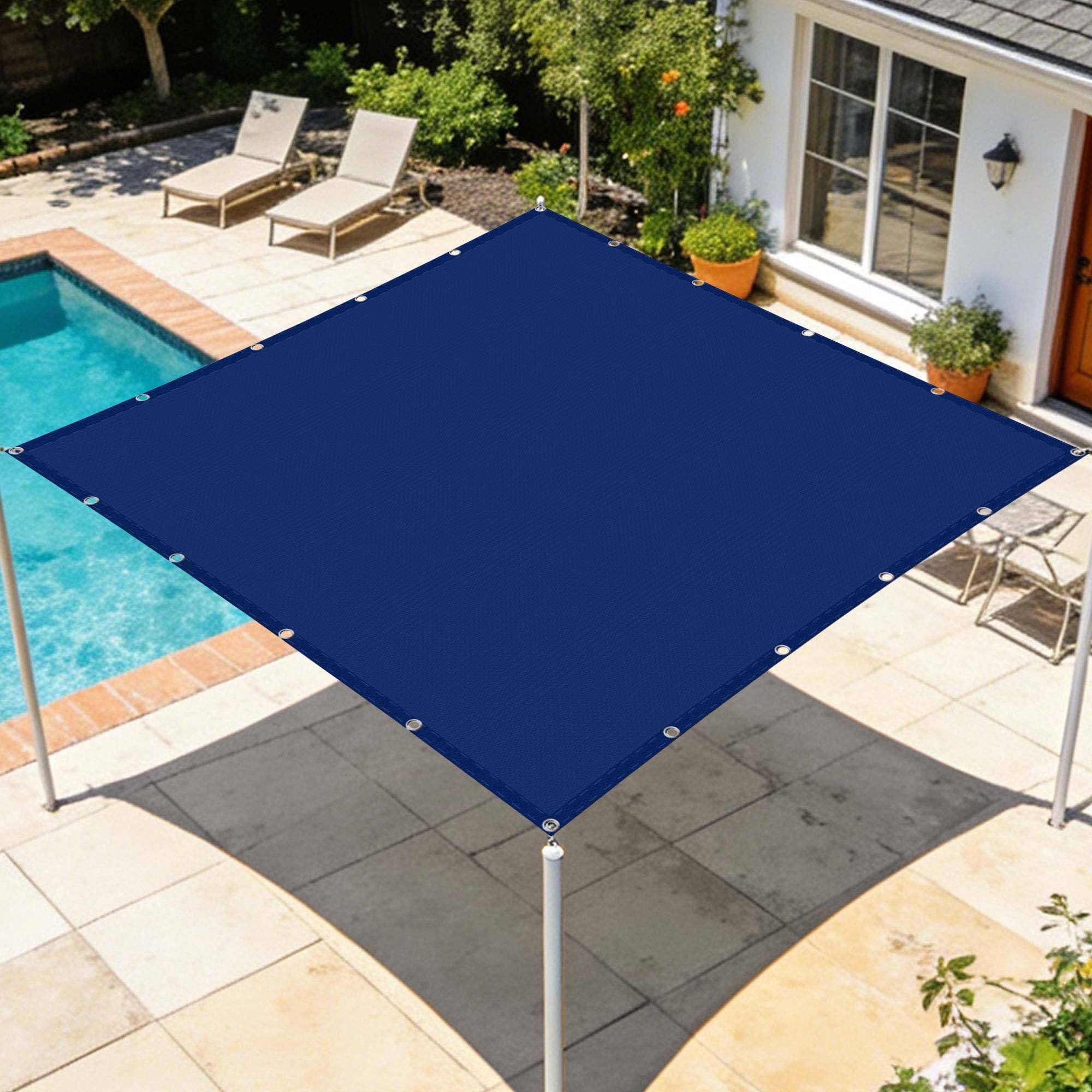 Voile d'ombrage rectangulaire 2x5.5m bleu foncé imperméable avec œillets