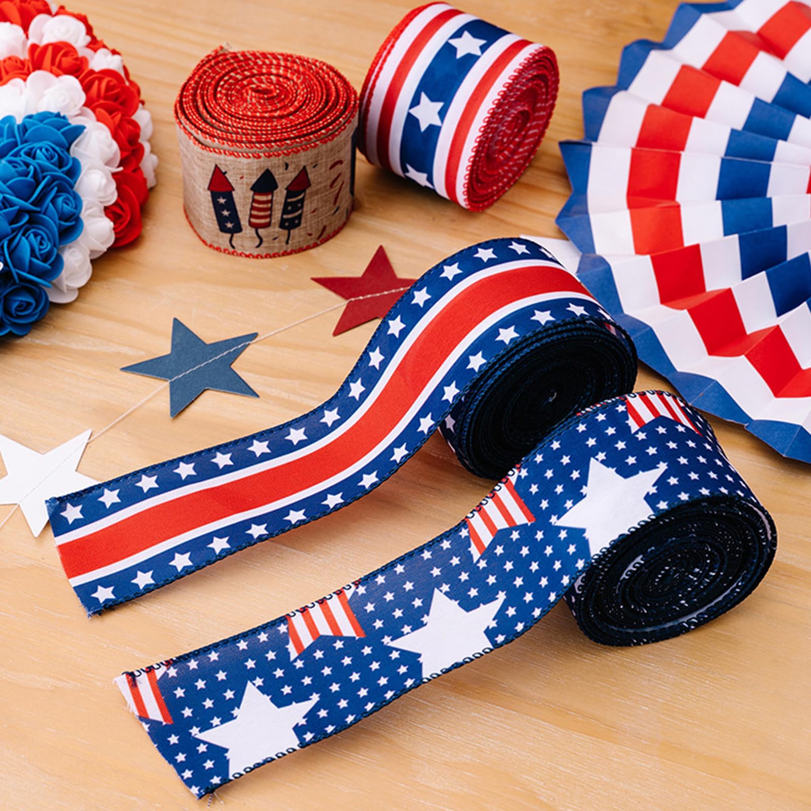 Ruban Patriotique 4 Juillet Ruban En Toile De Jute Drapeau Des États-Unis  Ruban étoile DIY, image size:1600x1600