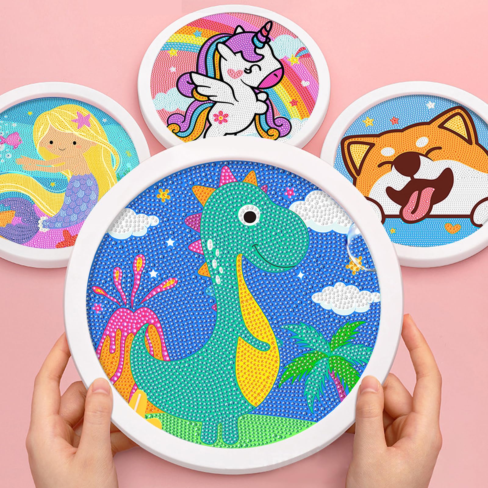 Kit Diamant Painting Dinosaures - 21 Pièces, Porte-clés + Autocollants, Pour Enfants (activité Créative)