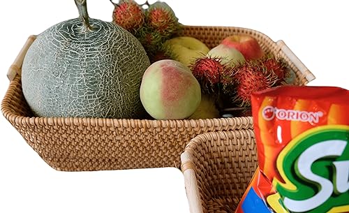 Miniatura 5 de Juego de 2 cestas de almacenamiento naturales de ratán para organizar, cubos de almacenamiento de mimbre, cestas de almacenamiento de ratán, cestas