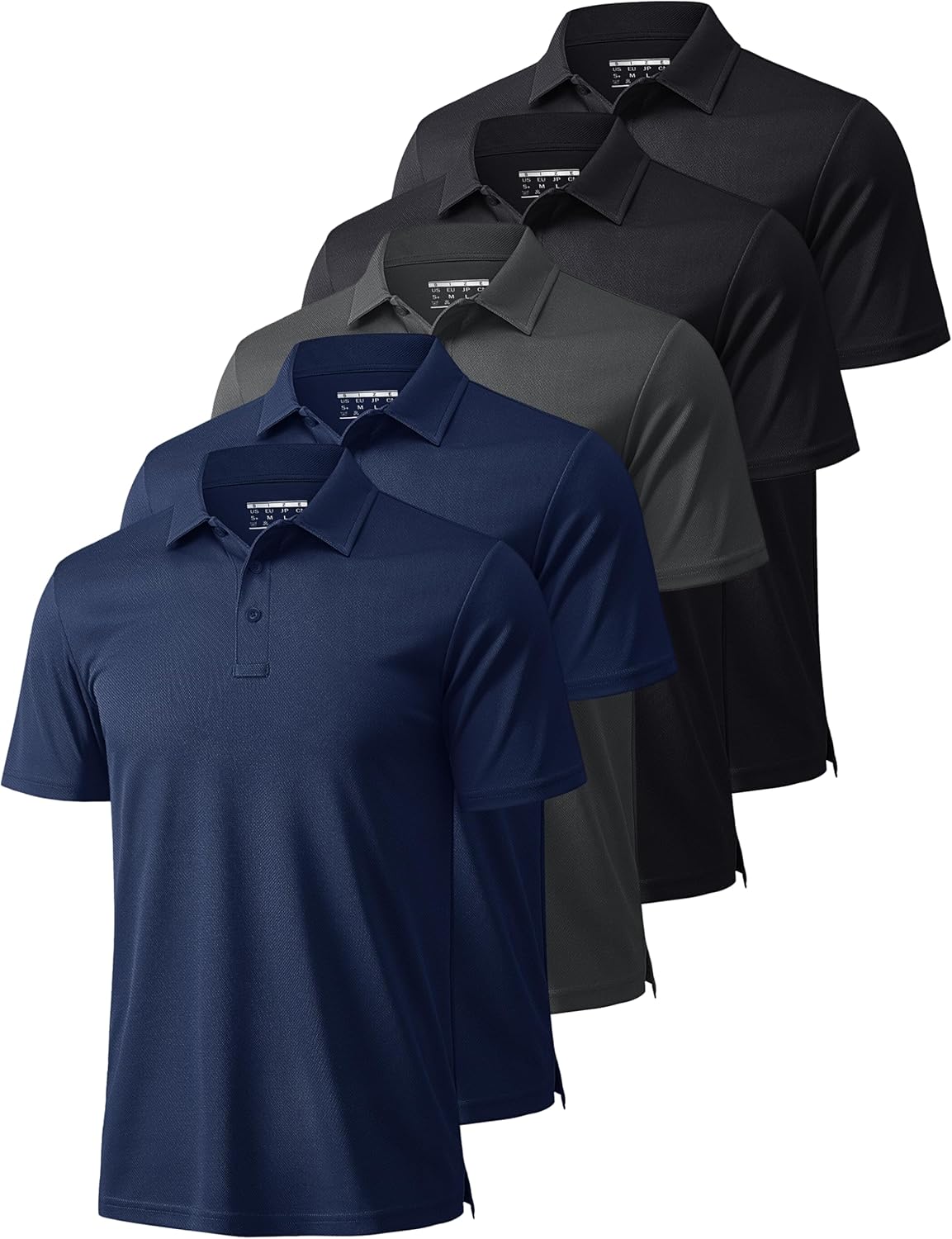 MAGCOMSEN 5 Pack Mens Polo Shirts Short Sleeve Quick Dry Moisture Wicking Golf Polos Casual Athletic Golf Shirt