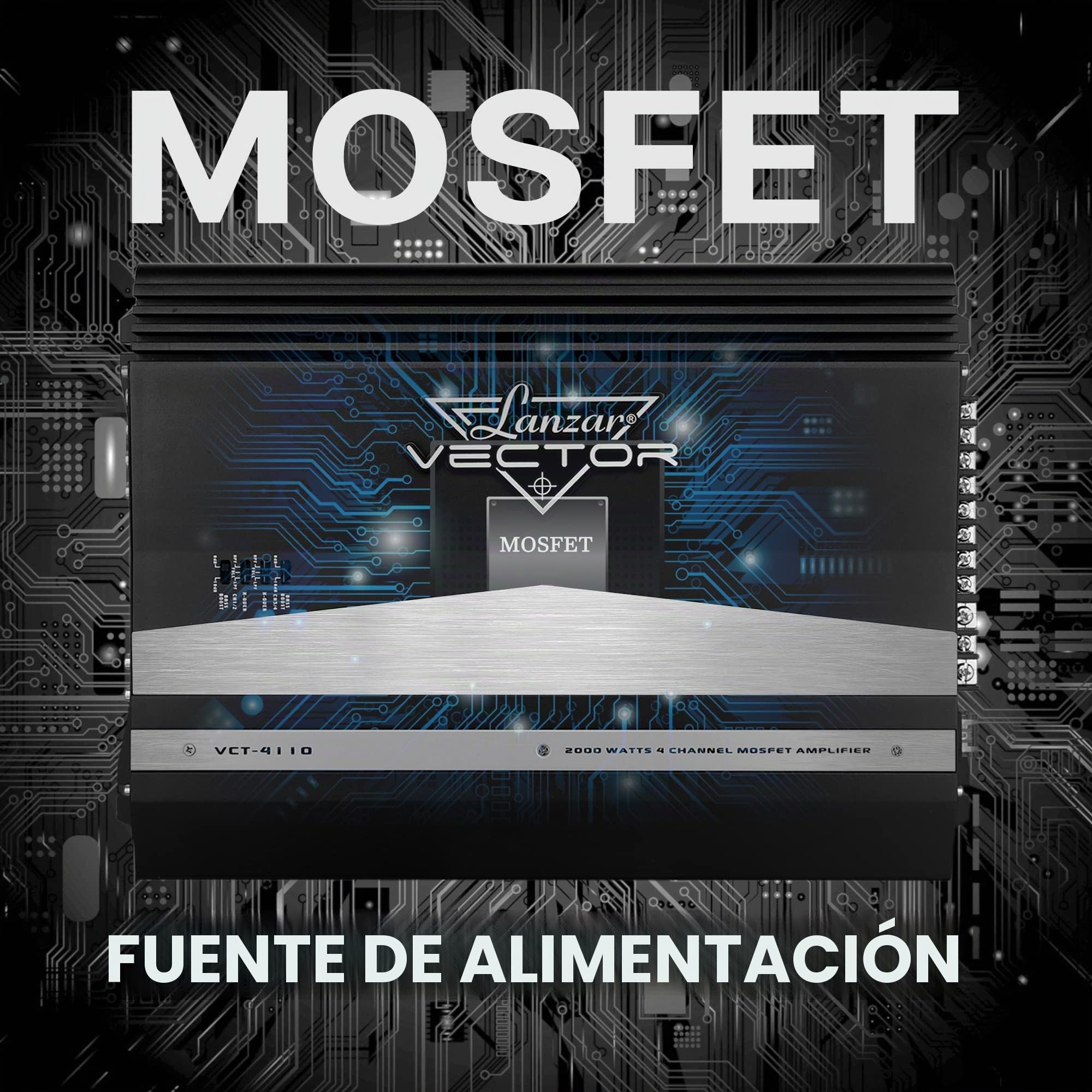 Lanzar VCT4110 - Amplificador Mosfet para el coche, 4 canales, alto rendimiento, 2000 W