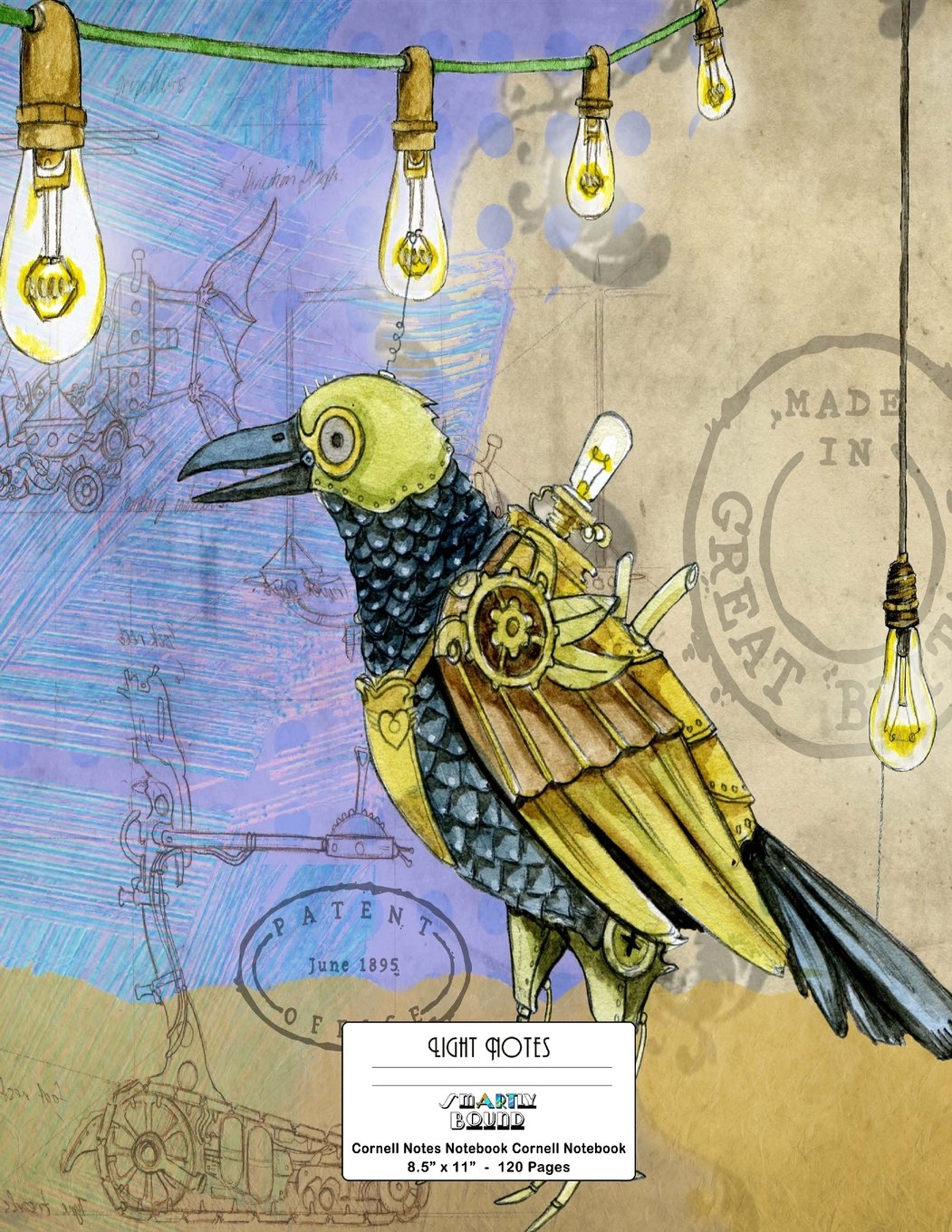 Cornell Notes Notebook: 8.5”x11”, 120 page, Cornell Notebook: Light Notes Steampunk Raven Cover