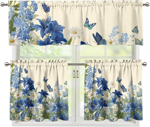 Miniatura 12 de Cortinas de Cocina con Patrón de Gallo Juego de 3 Piezas Elegante Juego de Cortinas de Cocina y Cenefas Elegante Juego de Cortinas de Sombra para