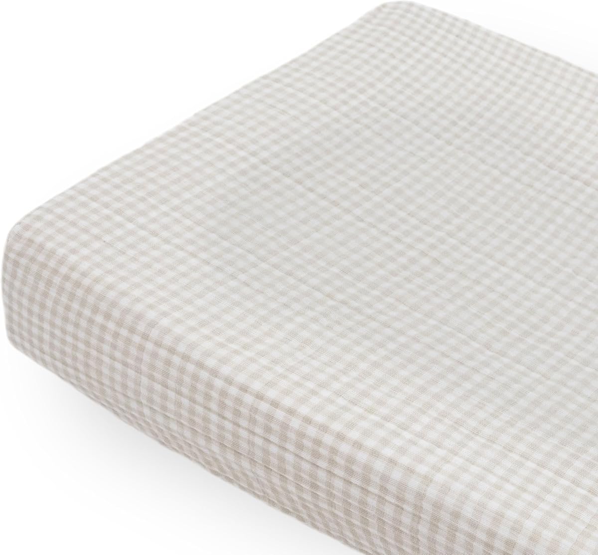 Little Unicorn Changing Pad Cover for Newborns & Infants | Soft & Breathable Muslin Fabric | Baby Diaper Changing Table Pad Cover (Tan Gingham)