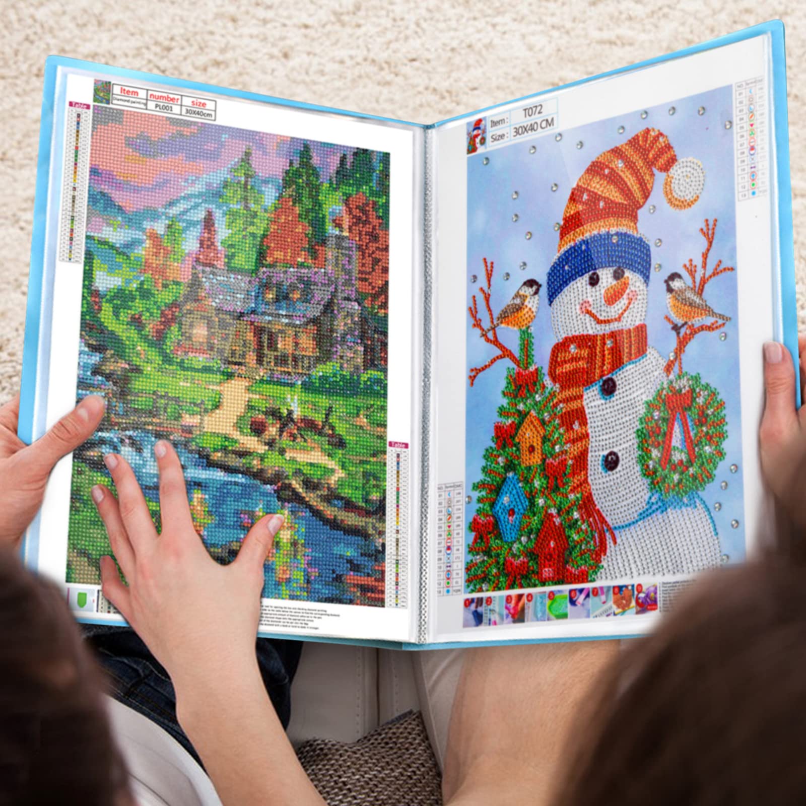 Album per Diamond Painting A3, Libro di Archiviazione con 30 Protezioni Tascabili, Cartella per DIY Art