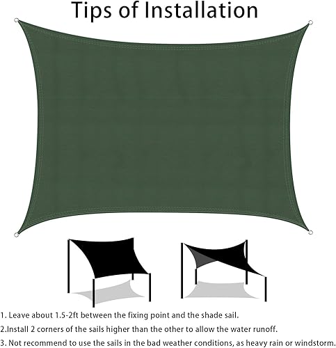 Miniatura 4 de Ankuka Toldo impermeable rectangular con bloqueo UV para patio y jardín al aire libre (8 x 10.5 pies, verde)