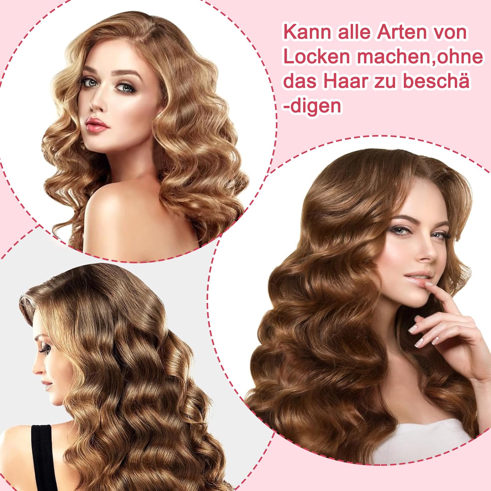 Locken bez ciepła Lunyloer, 30 sztuk elastyczne papiloty 240mm o średnicy ø14mm, skręcane papiloty z pianki, papiloty na noc dla długich włosów (różowe)