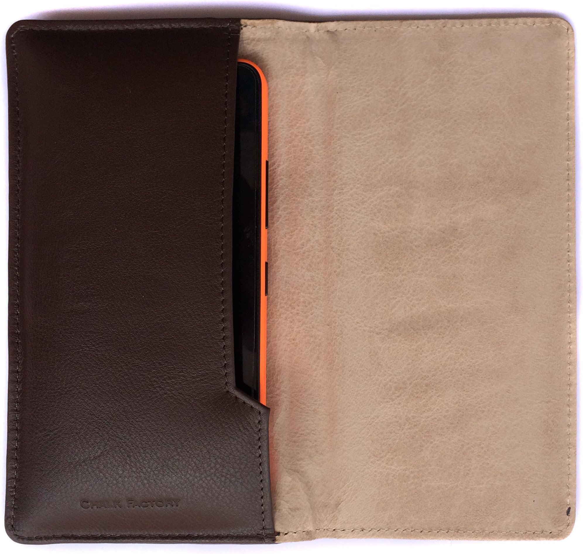 Chalk Factory Brown Leather Case for Kazam Trooper-455 4G 5.5inch Screen Android Mobile Phone
