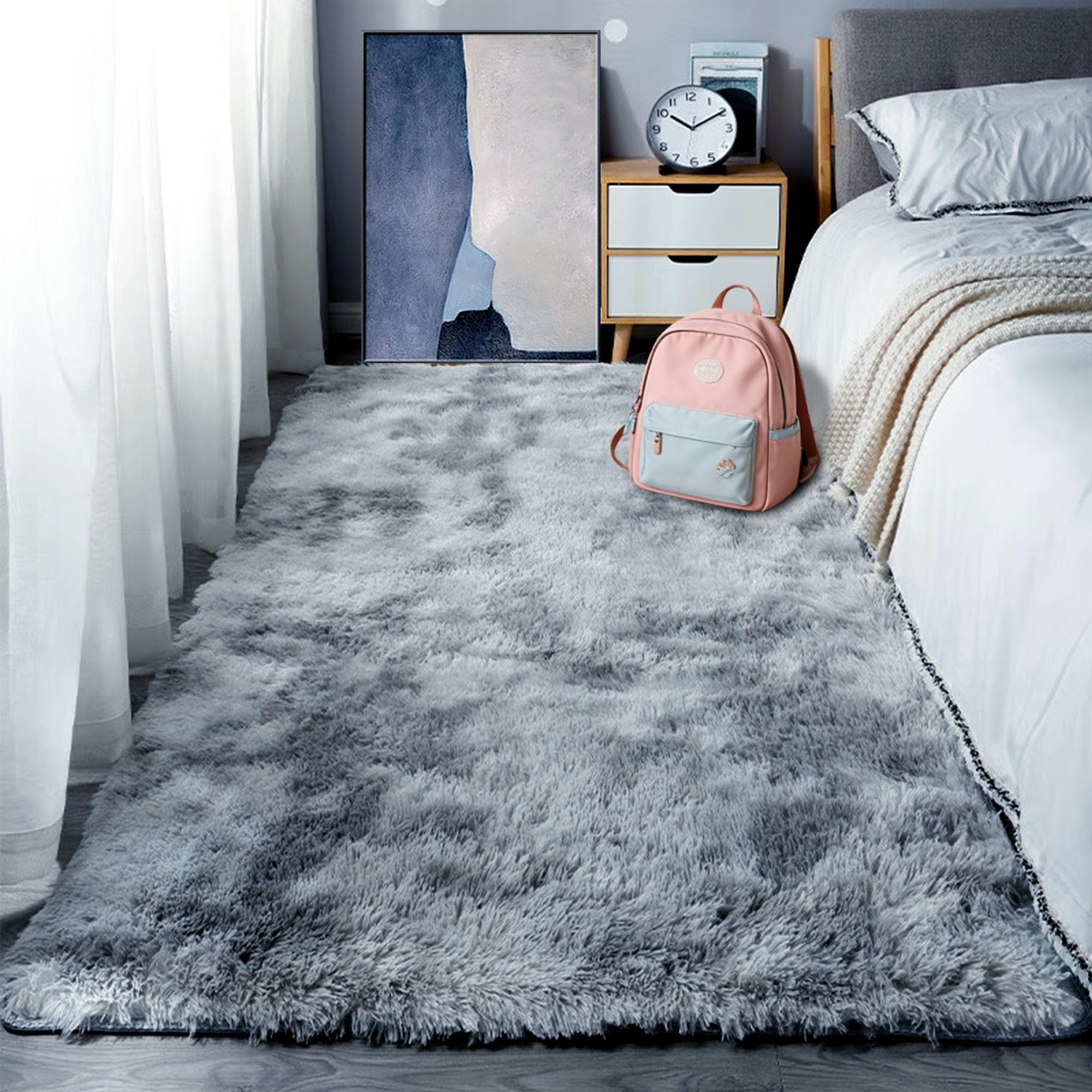 Tapis de salon gris clair pour chambre à coucher et crèche cocooning