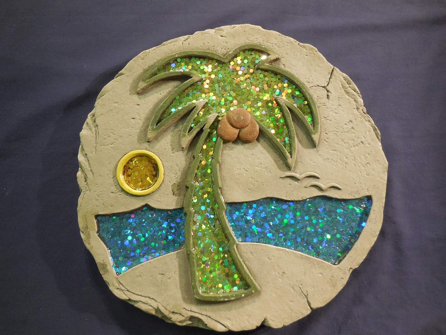 Palm Tree and Beach Plastic Craft Mold use with Concrete or Cement to Make into Stepping Stones 1302