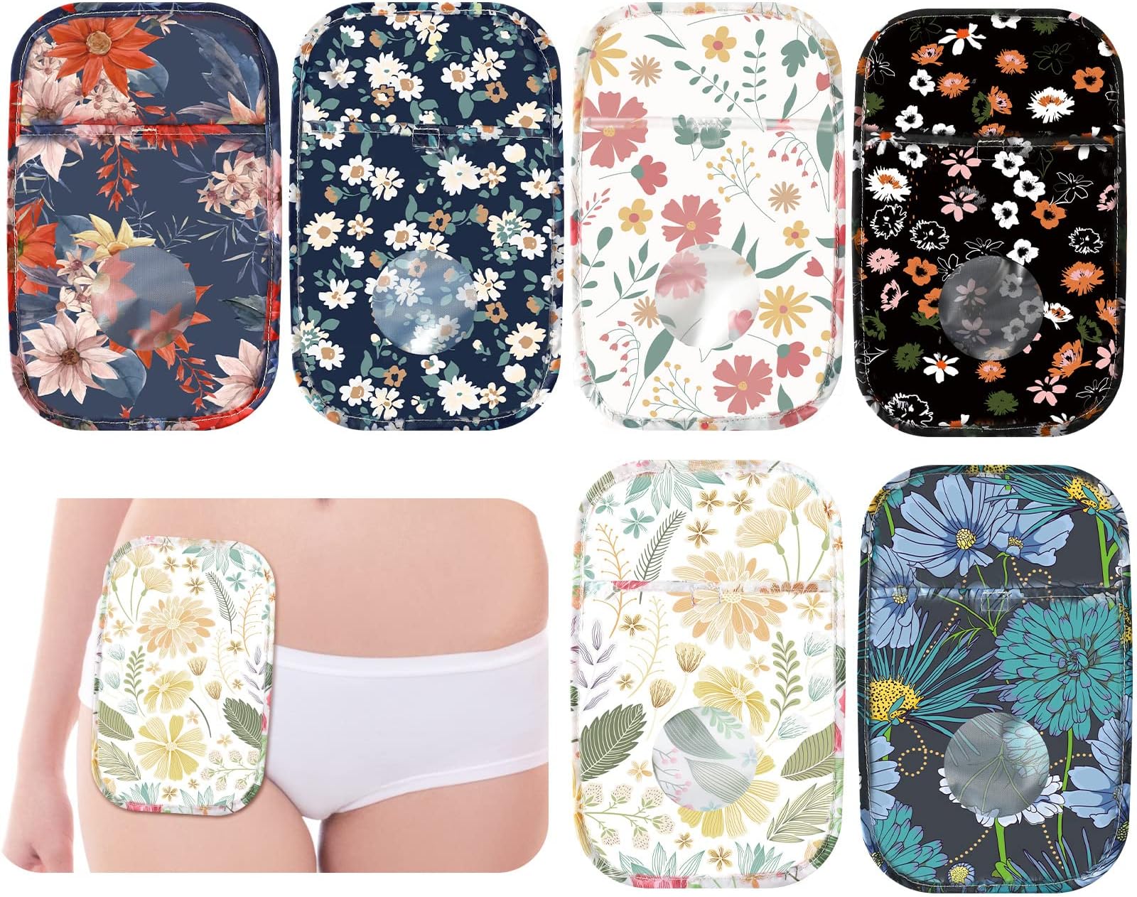 Sosation 6 Pieces Ostomy Bag Covers Waterproof Ostomy Shower Cover Lightweight Colostomy Bags Covers Shower Wraps with Opening for Women Men Ileostomy Care Protector Odor Reducing Supplies