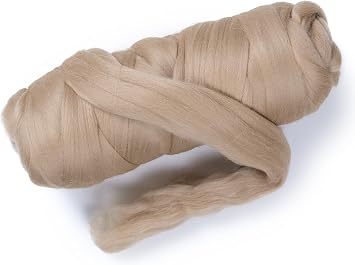 Colored Natural Wool roving, 455 gr 1 lb. Best Wool for Needle Felting, Wet Felting, handcrafts and Spinning. Beige, 1 lb