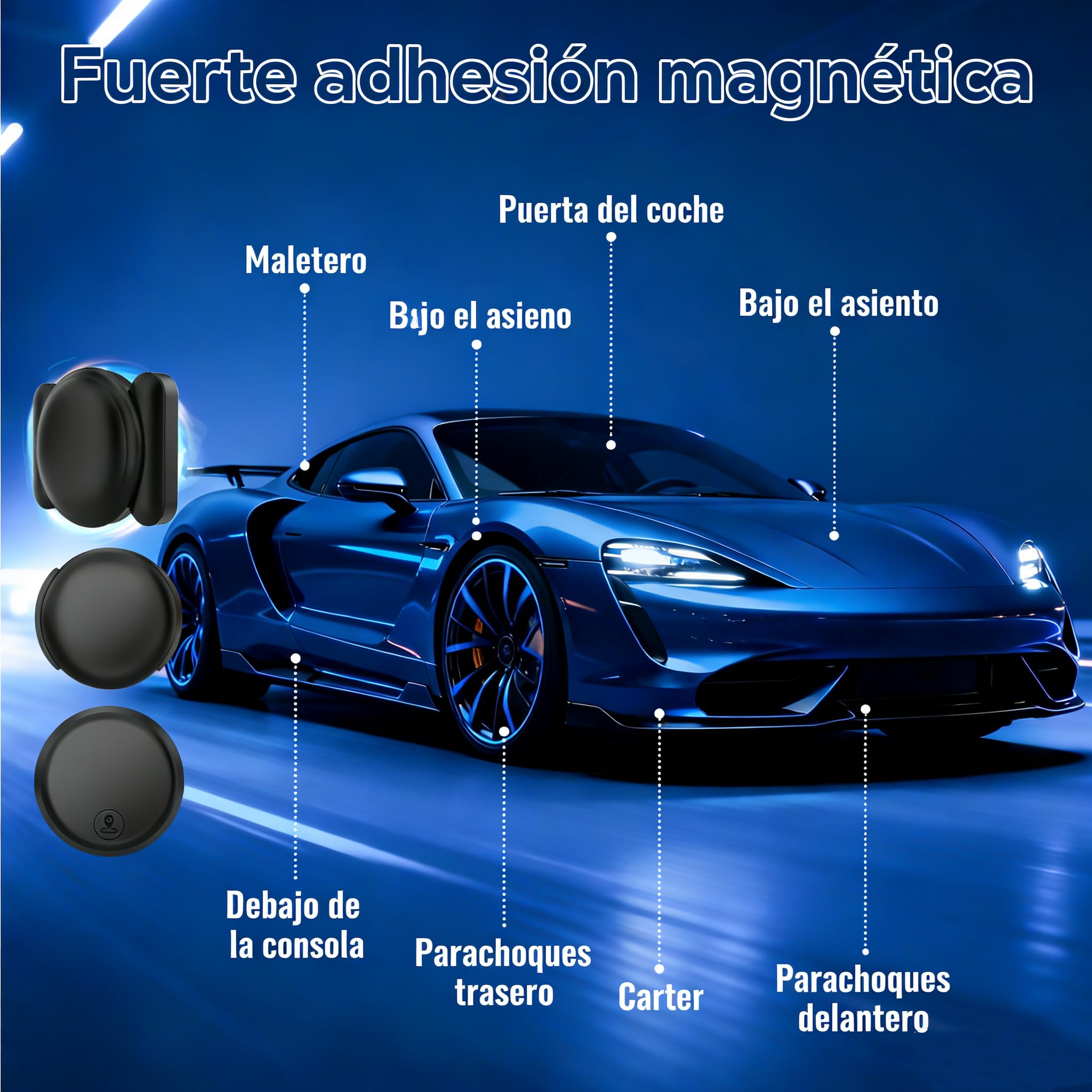 Traceur GPS Voiture,Tracker de Voiture(Compatible avec iOS et Android) Magnétique étanche Localisateurs D'Objets Bluetooth,Traceur GPS sans Abonnement,Tracker GPS pour Valises/Portefeuilles/Clés