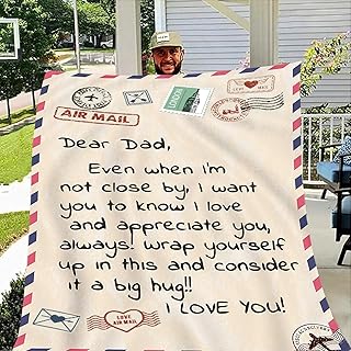 Father's Day Birthday Gifts for Dad,to My Dad Gifts from Daughter Son, Best Dad Gifts Ideas Soft Throw Blanket for Dad Thanksgiving Christmas Day Birthday Gifts(Dear Dad-50x60in)