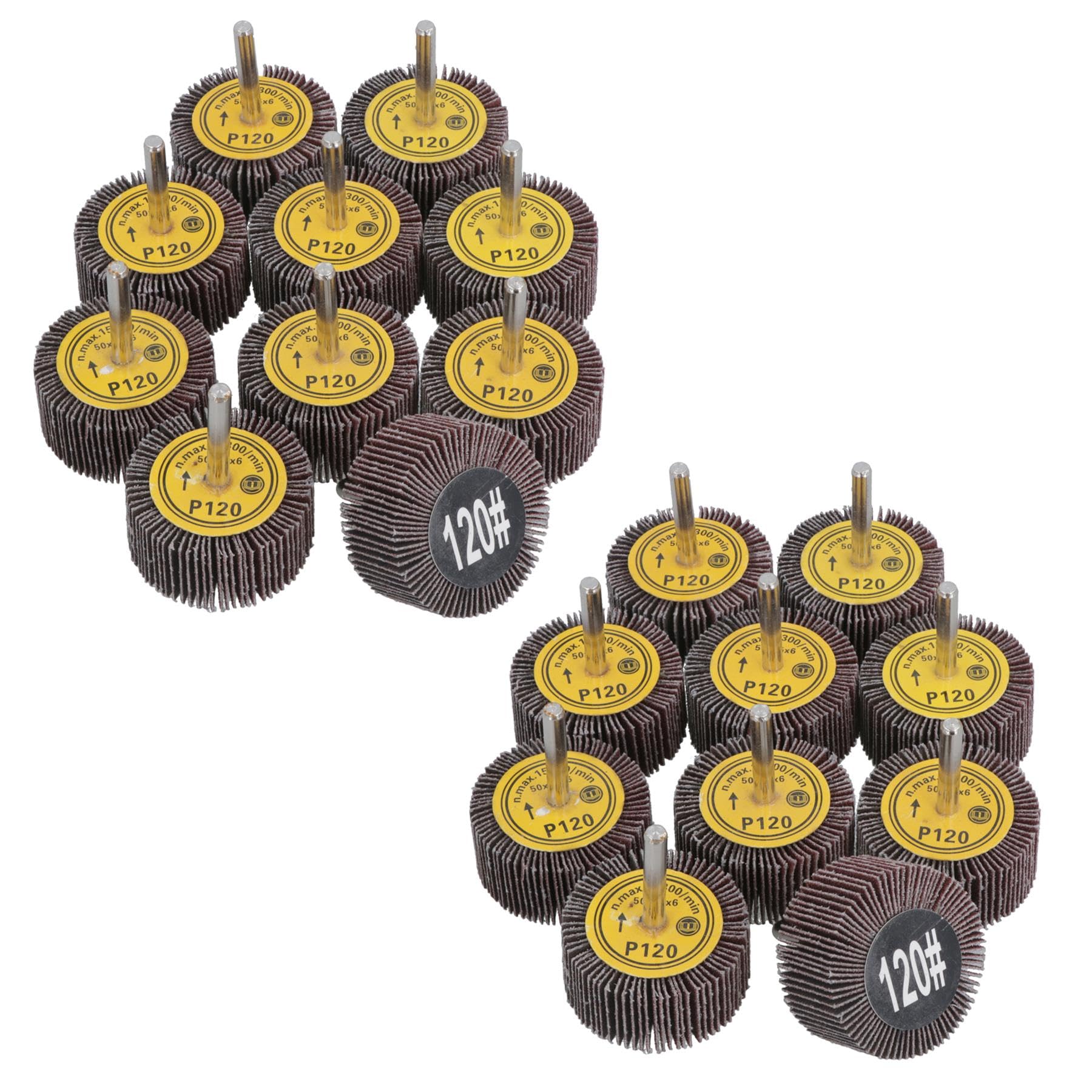 50mm 120 Grit Abrasive Flap Wheel Discs Sanding Rust Removal 6mm Shank 20pc