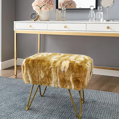 Miniatura 33 de Banco largo rectangular azul otomano suave de piel sintética de 46 x 16 x 22 pulgadas, taburete reposapiés peludo para dormitorio al final de la