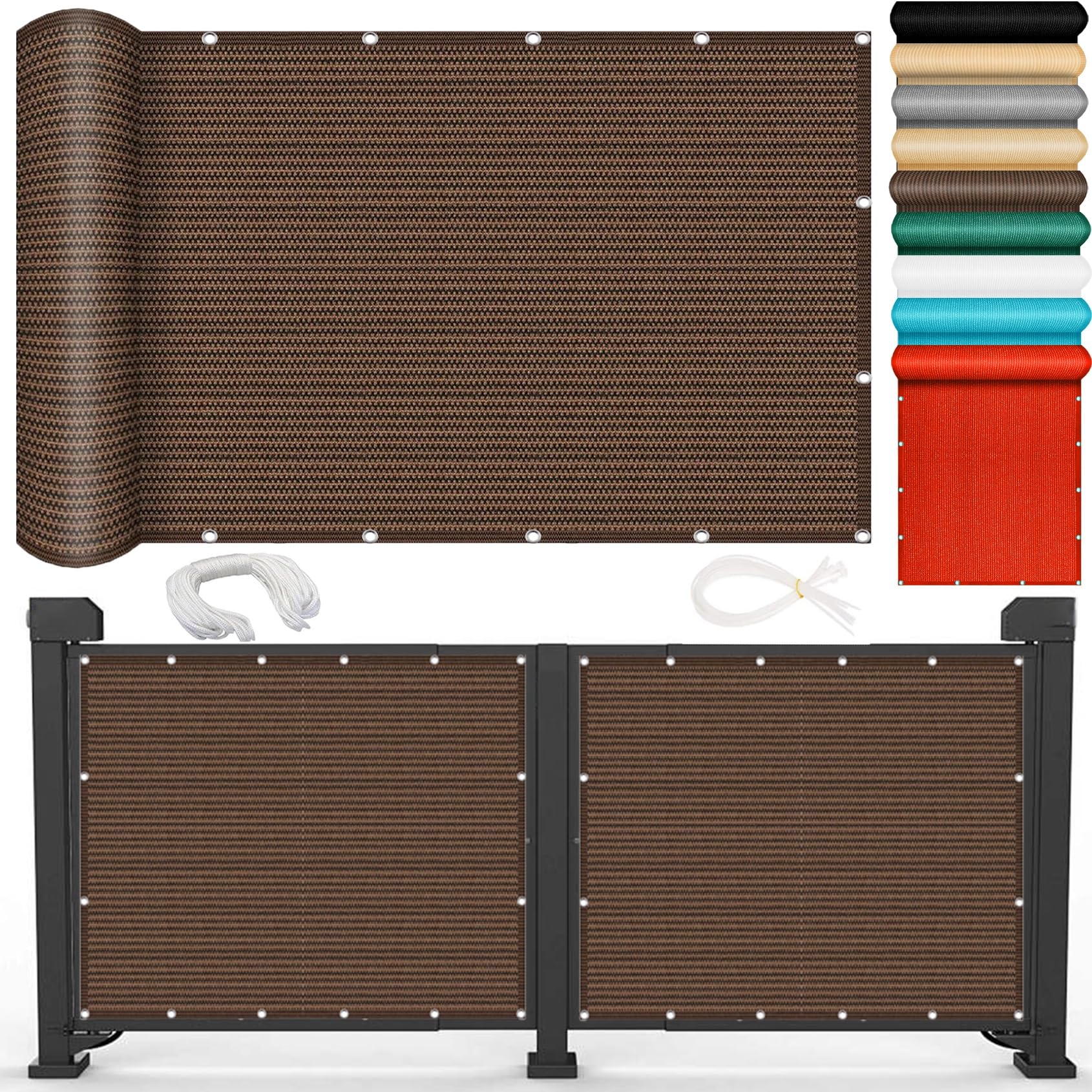Voile d'ombrage rectangle marron en Hdpe haut de gamme de 100 x 240 cm