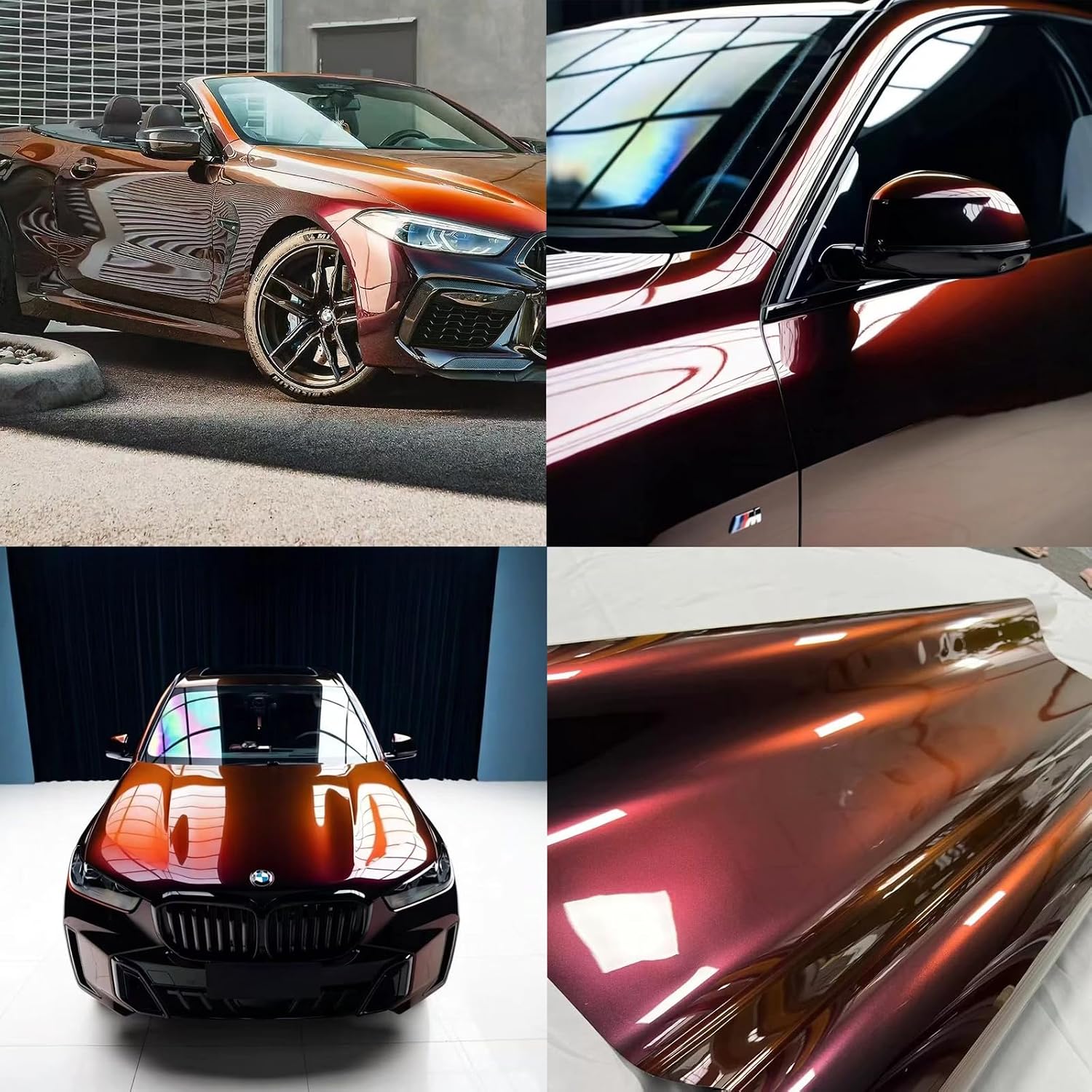 Chrome Black Charm RedCarbon Fiber Vinyl Wrap,Self Adhesive Vehicle Interior Exterior Stretchable Decal Sticker Film Sheet,Roll with Air ReleasTechnology High Gloss Car Wrap Vinyl (1ft*5ft)