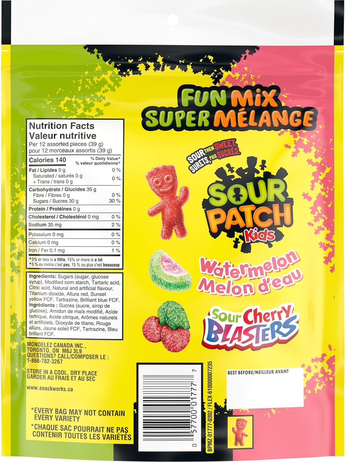 Sour Patch Kids, Fun Mix Candy, Variety Pack, Resealable Bag, Sour then Sweet, 315 g, Prepared in Canada - Image 8