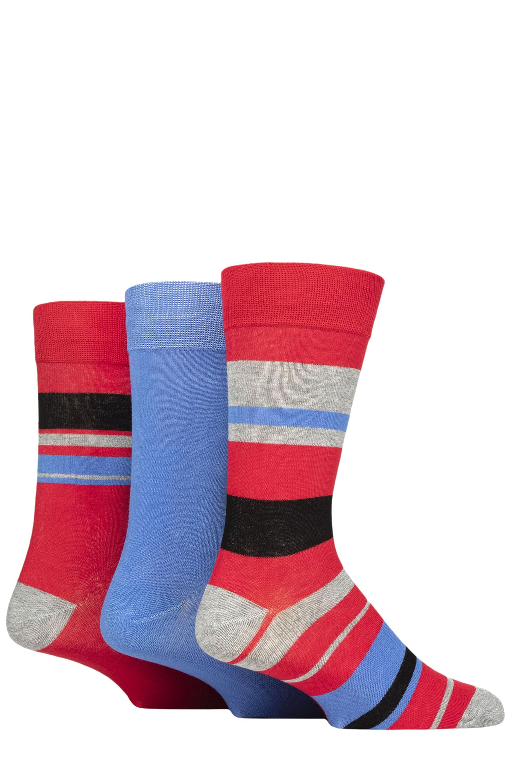 Glenmuir Men's Block Stripes Grey Patterned Bamboo Socks Pack Of 3 (Uk, Numeric, 7, 11, Regular, Regular, )