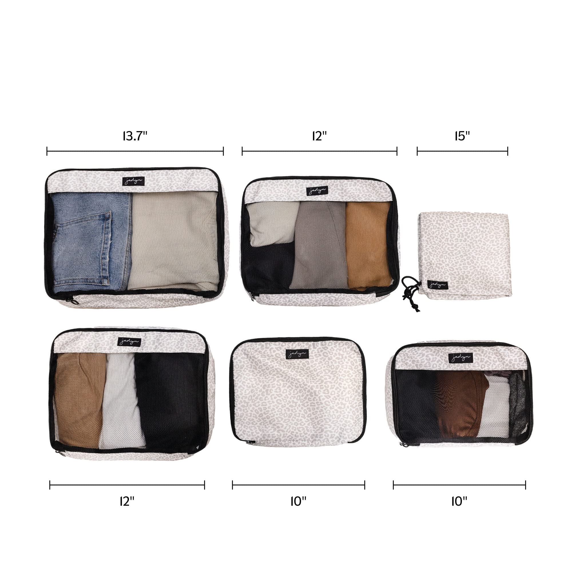 Jadyn Packwürfel für Reisen, 6-teiliges großes Packwürfel-Organizer-Set für Koffer, Seesack, Gepäck, mehrere Größen, Reiseutensilien (Wüsten-Leopard)