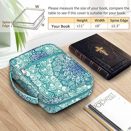 Miniatura 9 de FINPAC Funda para la Biblia, funda de transporte para libros, bolsa protectora para la Biblia con asa y bolsillo con cremallera, regalo para madre
