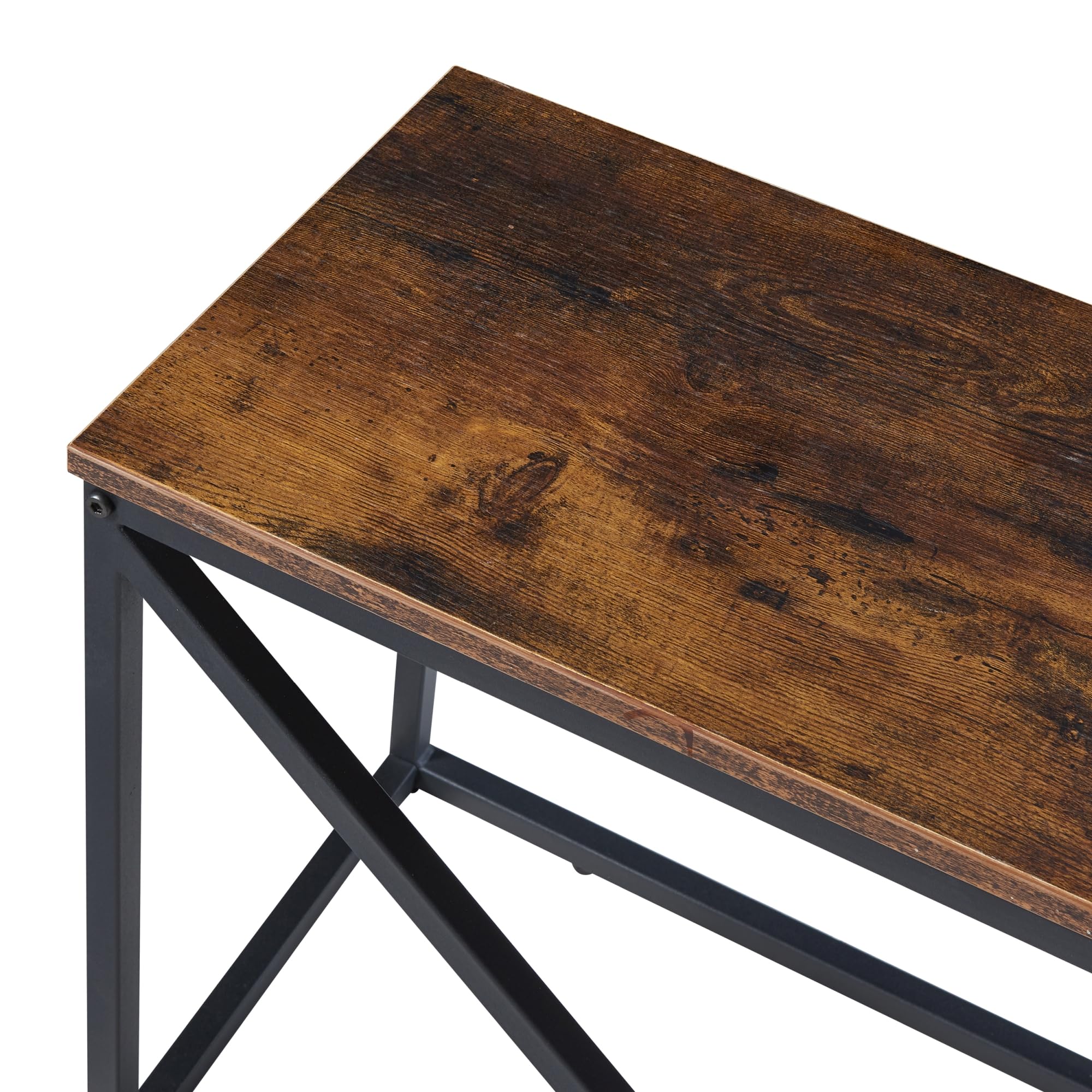 [en.casa] Kaminholzregal Vaasa Feuerholzständer mit Sitzfläche Holzlager aus Stahl Brennholzregal V-förmige Stangen Holzunterstand Brennholzständer für Innen 100x30x50cm Schwarz