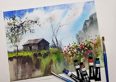 BRUSTRO Artist's Watercolour Paint | Set of 12 Colours X 12ML Tubes | Ideal for Landscape, Portrait, Paper, Painting, Artist, Professional watercolor, Transparent Colors, Painting Dry & Wet, Fine Art - Image 9