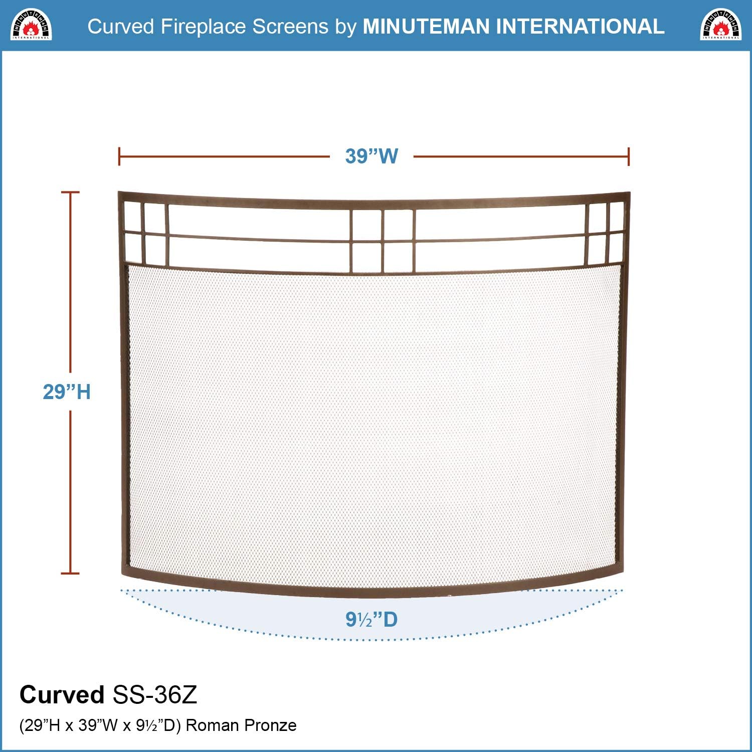 Minuteman International Arts and Crafts Fireplace Set Curved Screen