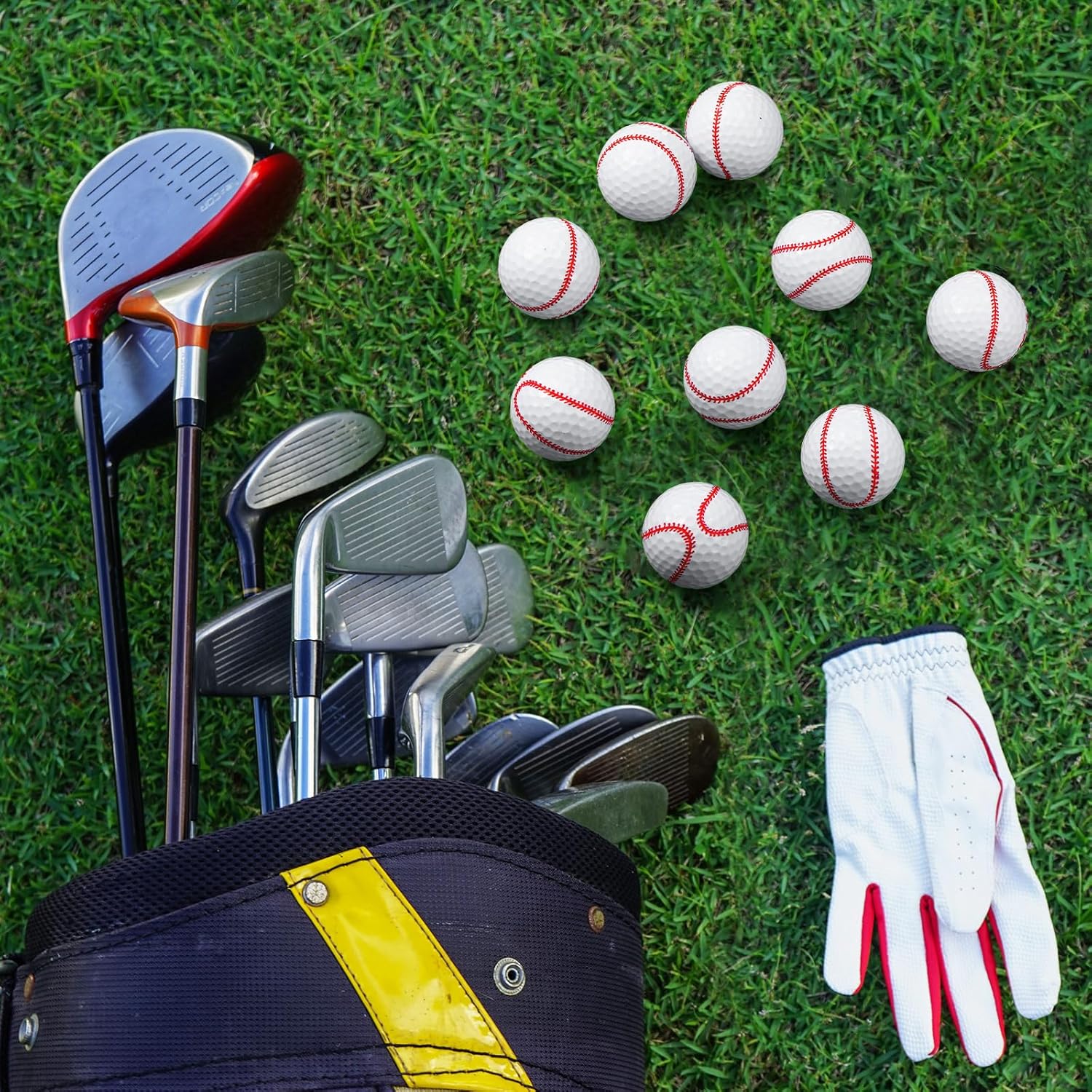 24pcs Baseball Golf Balls Funny Cute Novelty Baseball Design with Stitching Pattern Golf Balls Gifts for Men Father's Day PGA Gifts