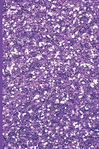 Purple Glitter Journal Notebook Libreta Glossy-Finish Cover Simple Soft Cover Lined 100 Page Writing Journal Diary Libreta Lined Workbook for Woman