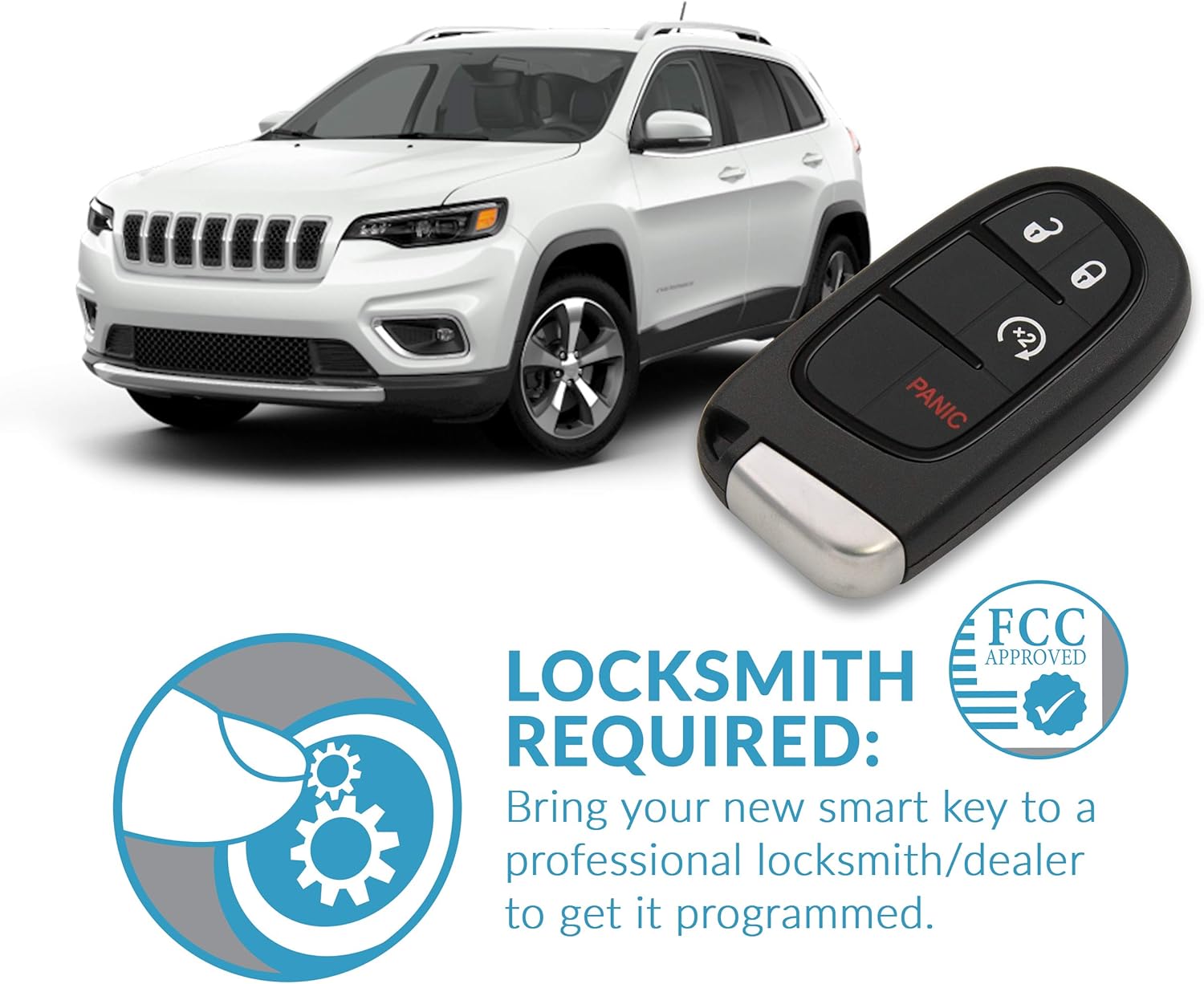 Keyless2Go Replacement for 4 Button Proximity Remote Smart Key Jeep GQ4-54T 68105078 AG