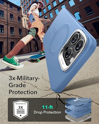 Vista 471 de ESR - Funda para iPhone 15 compatible con MagSafe, funda protectora de grado militar con soporte integrado, cubierta trasera resistente a