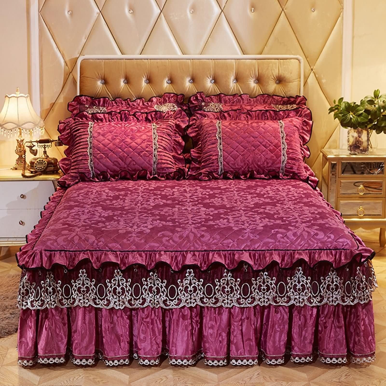 Drap housse hiver velours anti-lit froid couvre lit rouge vin 180x200