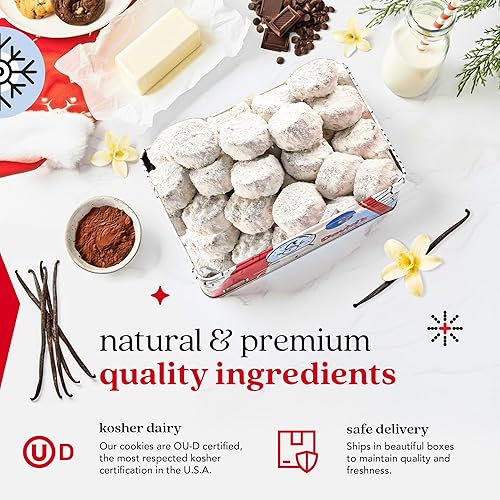 Miniatura 4 de David's Cookies Happy Holidays - Lata de galletas de mantequilla y nueces, galletas suaves con nueces crujientes, cesta de regalo de postre gourmet