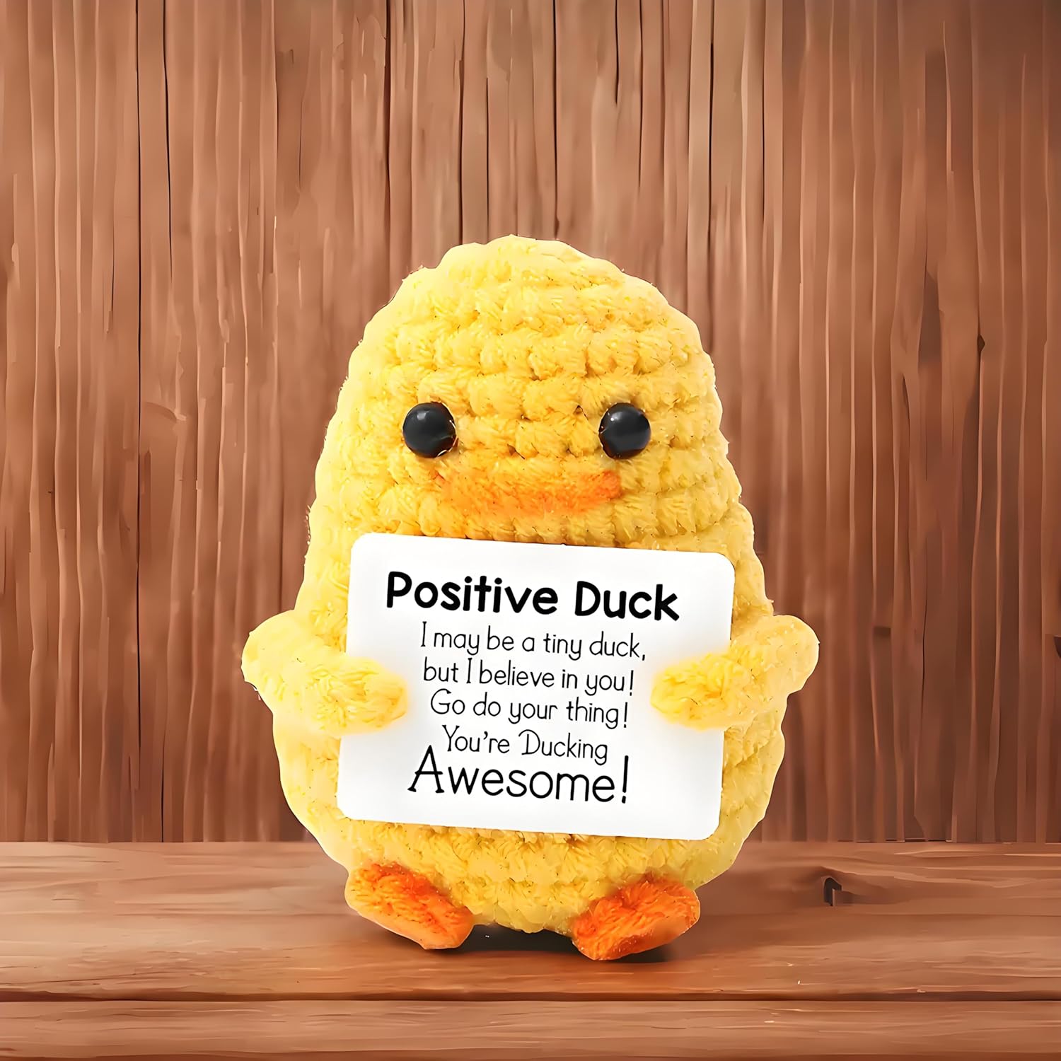 2Pcs Positive Duck Chick Funny Friend Corworker Gifts with Cards, Cute Mini Things Birthday Christmas Gifts for Women Men Emotional Support Crochet Doll Room Decors