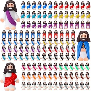 Bememo 200 Pcs Mini Jesus Figurine Bulk Everyone Needs a Little Jesus Pocket Toys for Share Pass The Love Religious Party Favors for Church and Sunday School