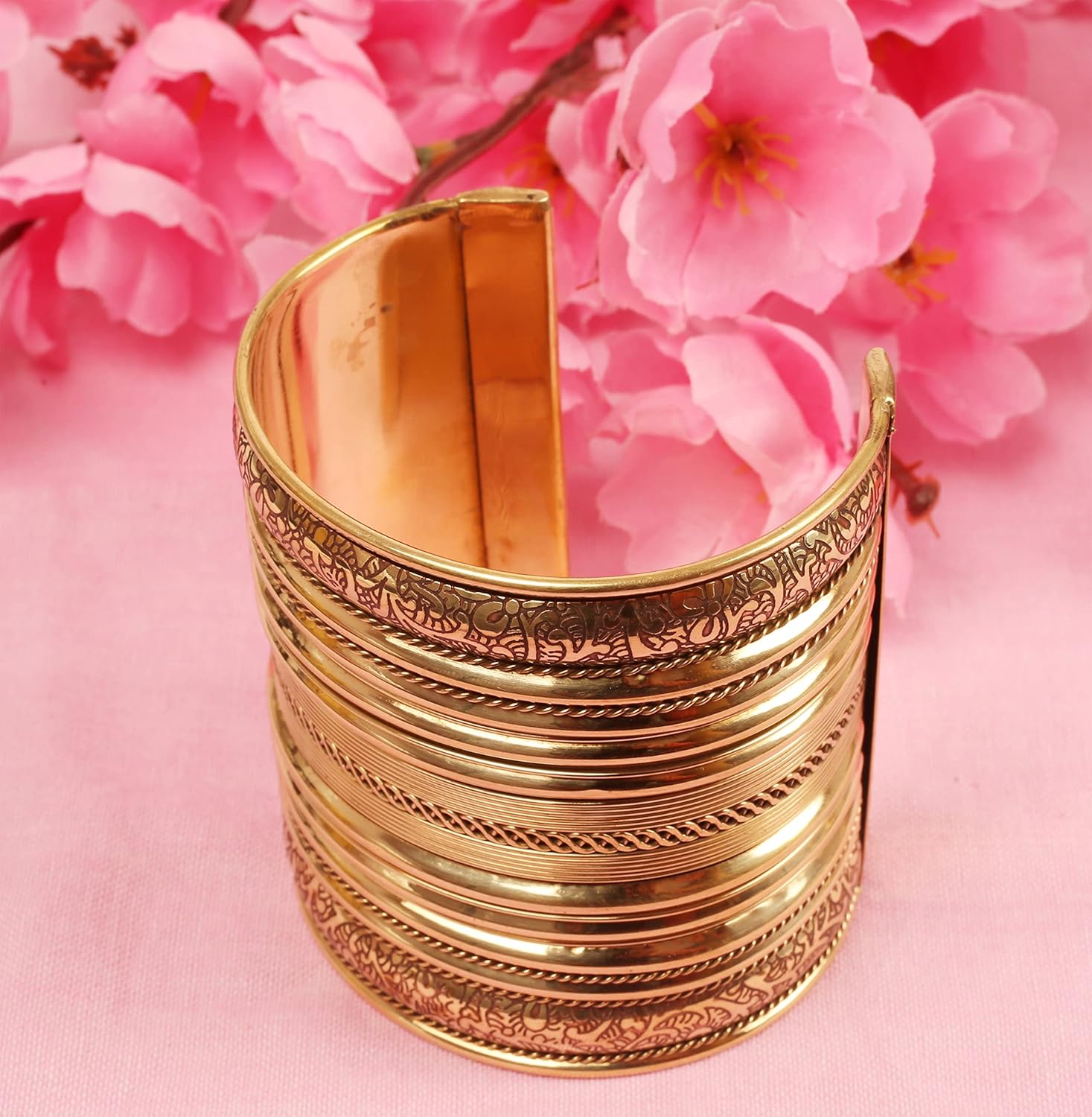 Touchstone Indian Bollywood Handcrafted Slip In Easy To Wear Stylish Wrist Enhancer Designer Broad Jewelry Cuff Bracelet For Women and Men. - Image 5