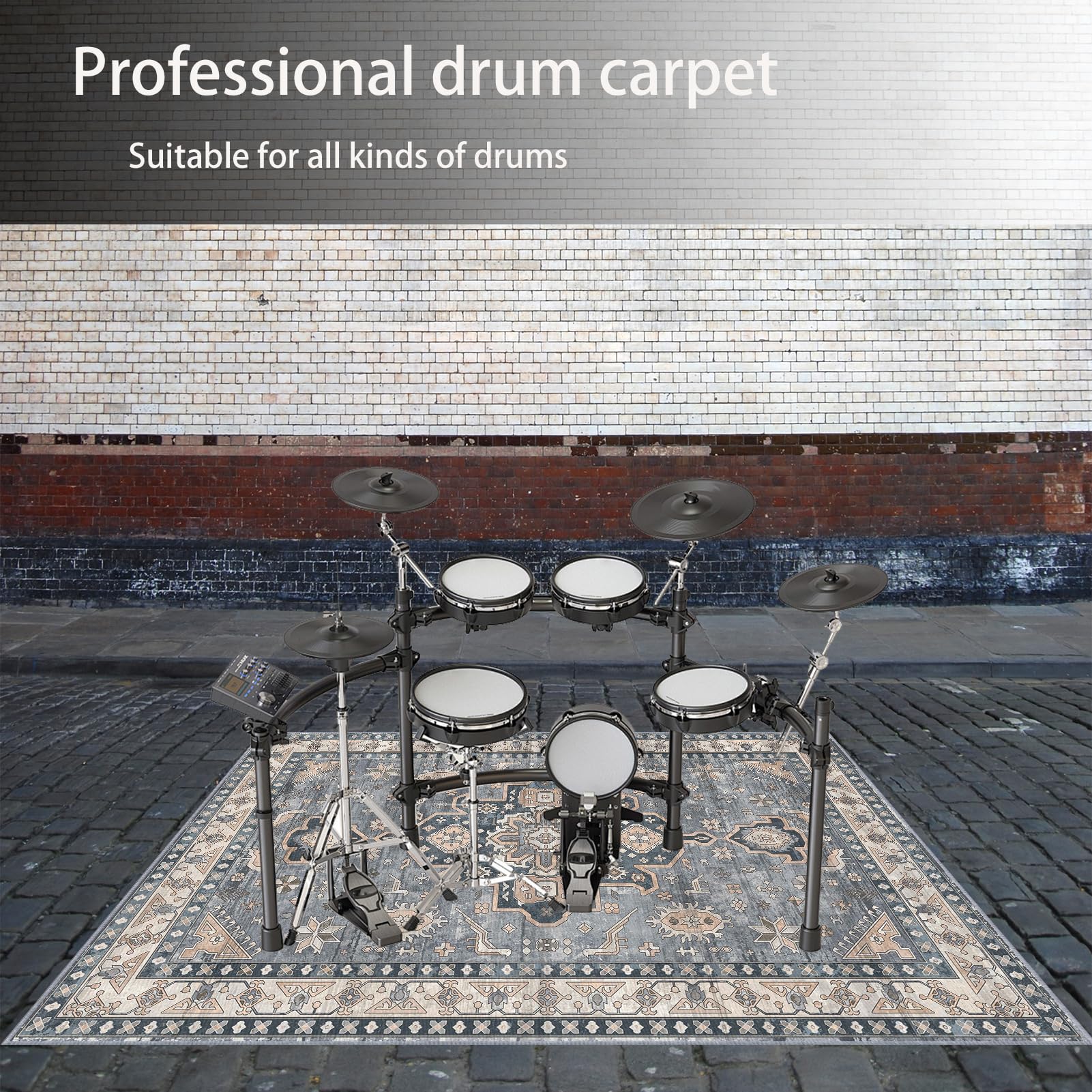 Alfombra Bateria Electronica Antivibrante Antideslizante Alfombras Bateria 150 x 120 cm Insonorizacion Alfombrilla de Tambor para Baterías Acústico Caja Bombo y Otros Instrumentos Musicales