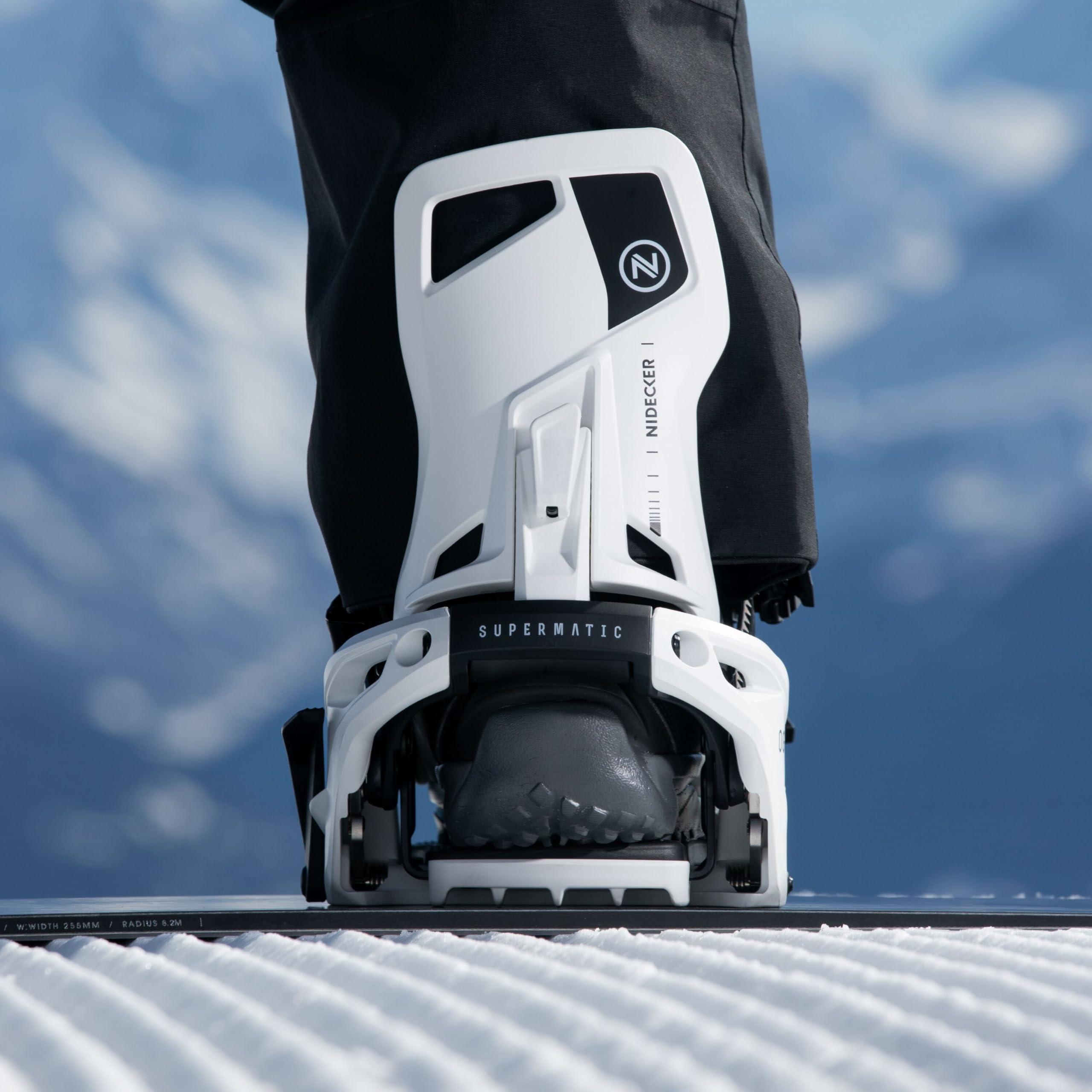 Fixations de Snowboard Nidecker OG Supermatic - Système d’Ouverture Automatique avec Spoiler inclinable - XL - White