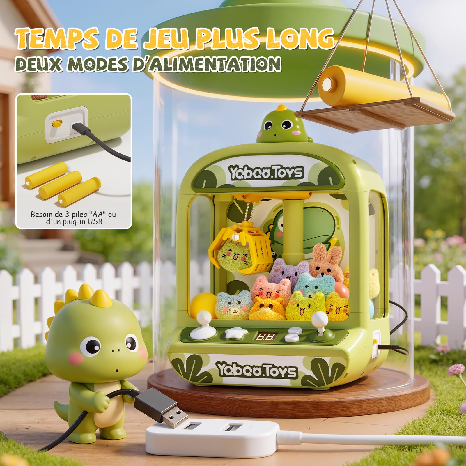 Máquina de pinza para niños, Candy Grabber de dinosaurios con luces de sonido, juguetes de juegos de arcade para niños y niñas, regalo de cumpleaños de Pascua ideal para niños