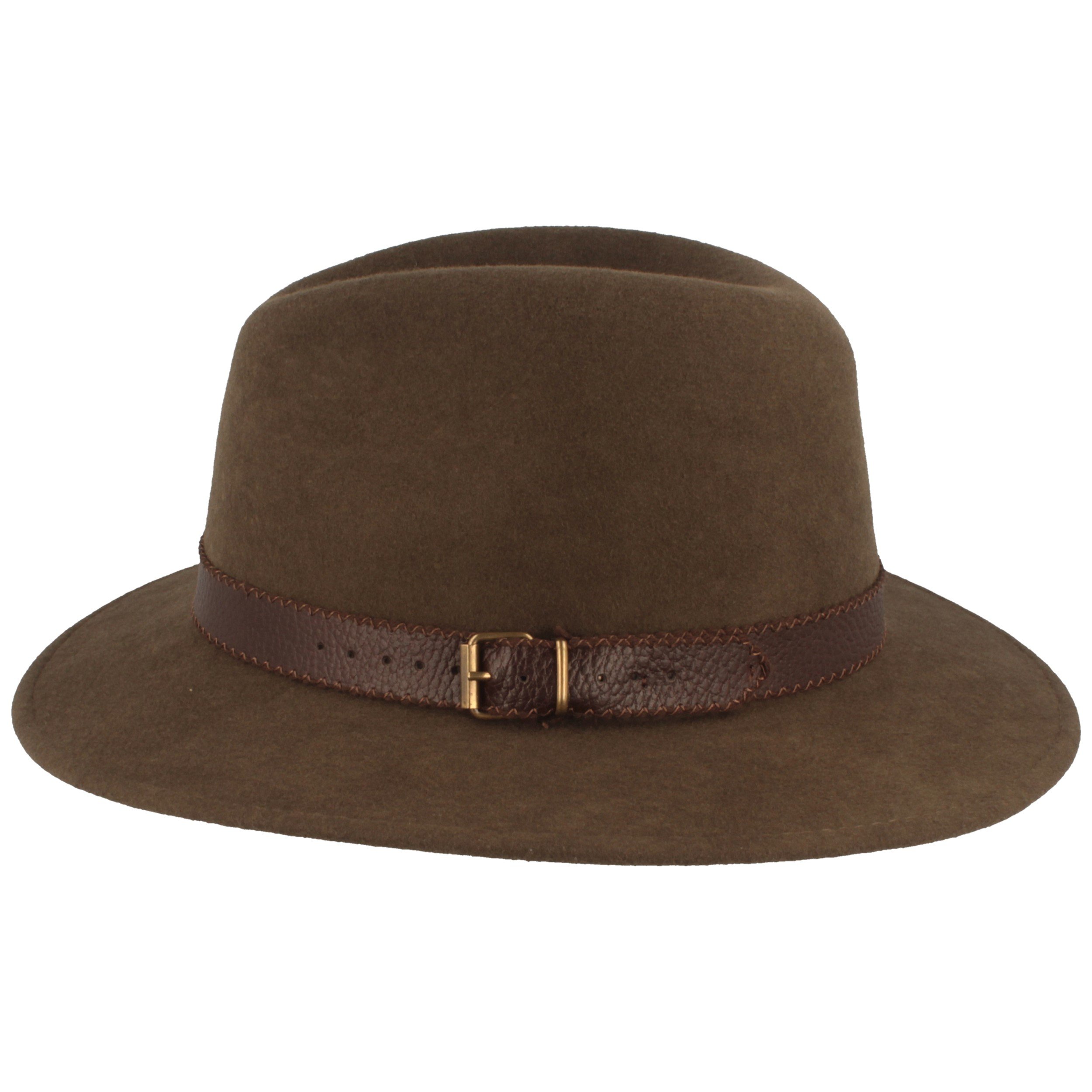 Breiter Chapeau d'extérieur en Feutre - Chapeau de Trekking - 100% Laine - Chapeau imperméable et Pliable - avec Garniture en Cuir - pour Homme et Femme