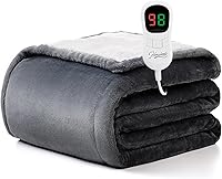 Homemate Twin Size Electric Heated Blanket 62x84" Flannel Sherpa, 10 Heat Levels, 8Hr Auto-Off, ETL Certified Overheat Protection