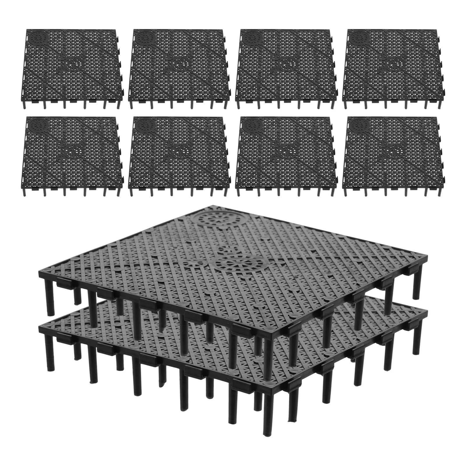 Aquarium Grille Plaque filtrante de Fond d'aquarium en PVC Noir, 10 pièces, Plateau Grille d'épissure, système d'isolation, Filtre