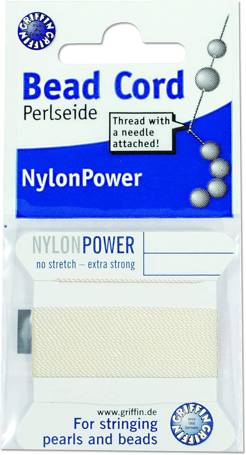 Griffin Nylon Bead Cord Perlseide White Color Size 2 (0.45mm) 2