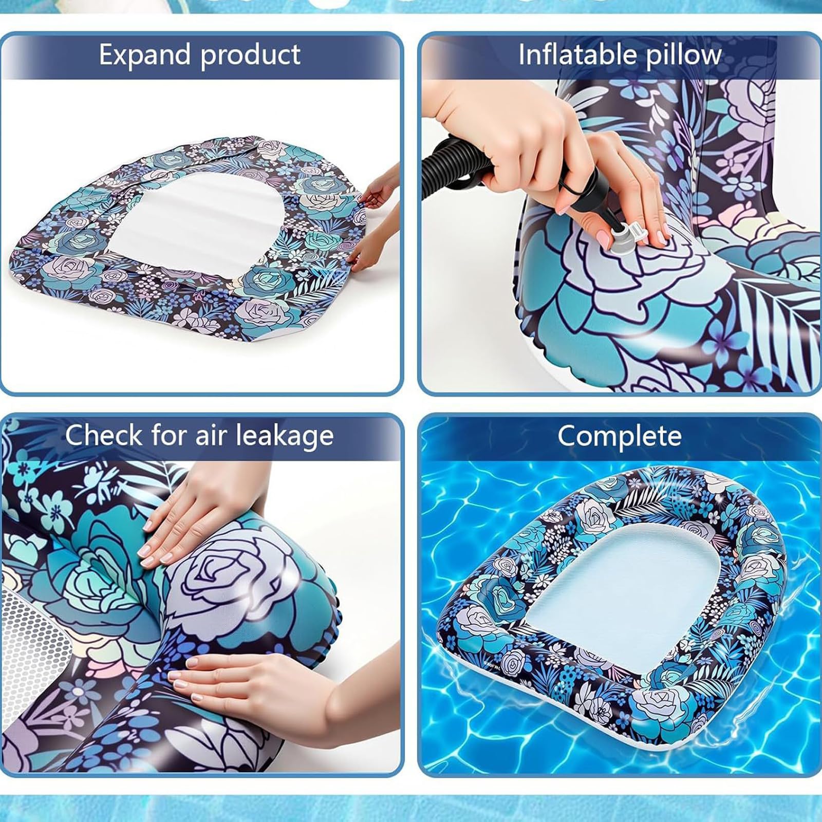 Galleggiante gonfiabile piscina in PVC Materassino Mare Disponibile in una varietà di colori 2 Pezzi Accessori Piscina con schienale pieghevole Portatile per Spiaggia Feste Estive Vacanze