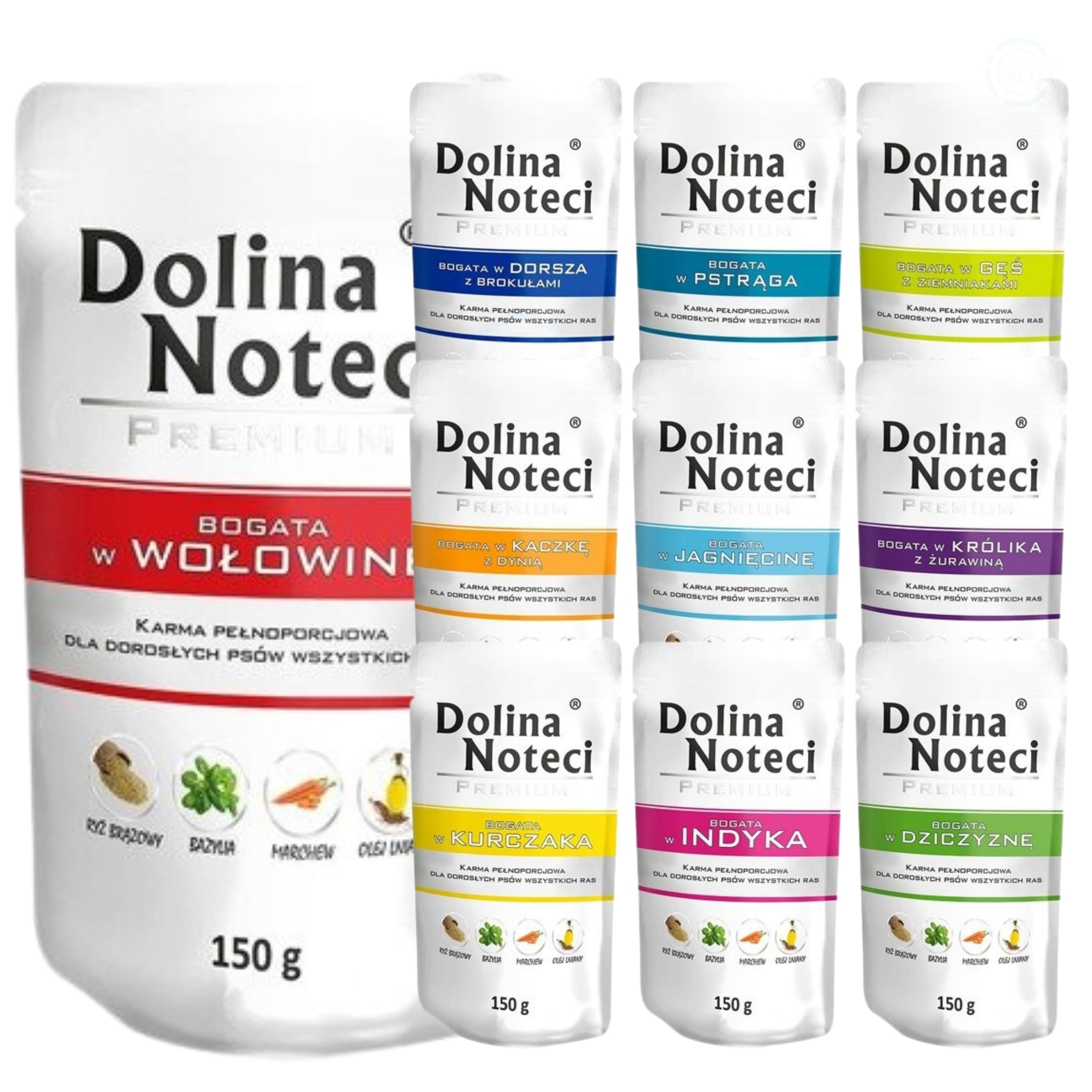 Dolina Noteci Premium Wet Dog Food Variety Pack, Grain-Free, 10 x 150g