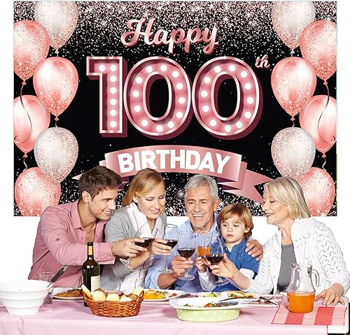 Vista 422 de Happy 21st Birthday Rose Gold Banner Backdrop Cheers to 21 Years Old Confetti Balloons Theme Decor Decorations for Women 21 Years Old Pink Birthday