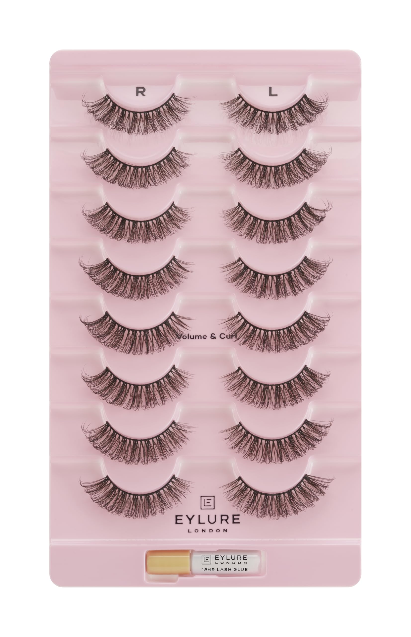 Eylure Lash Board Volume & Curl False Lashes (8 pairs false lashes/glue supplied)